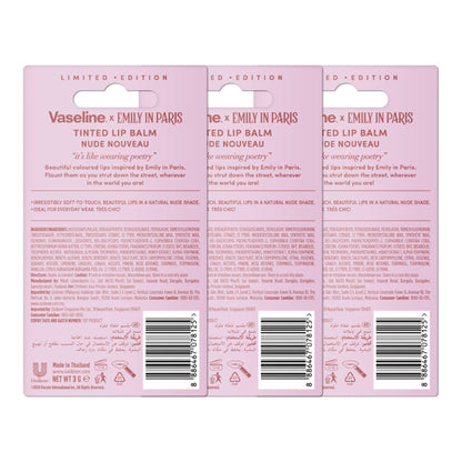 Vaseline Nude Nouveau Emily In Paris Limited Edition Nude Tinted Lip Balm Stick - Pack Of 3