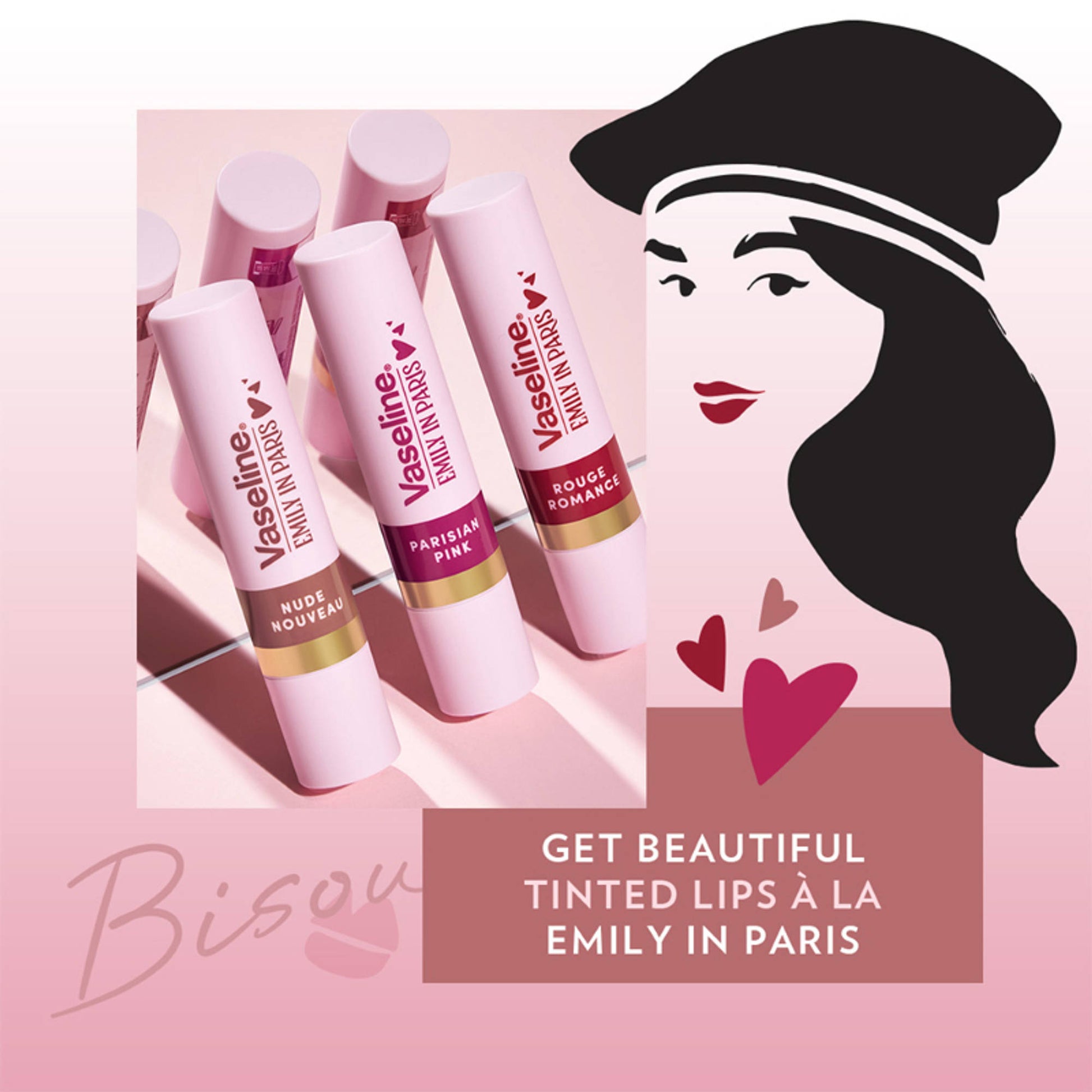 Vaseline Nude Nouveau Emily In Paris Limited Edition Nude Tinted Lip Balm Stick - Pack Of 3