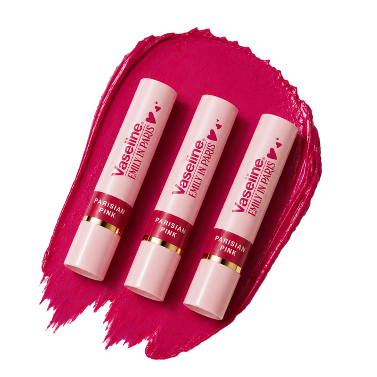 Vaseline Parisian Pink Emily In Paris Limited Edition Pink Tinted Lip Balm Stick - Pack Of 3