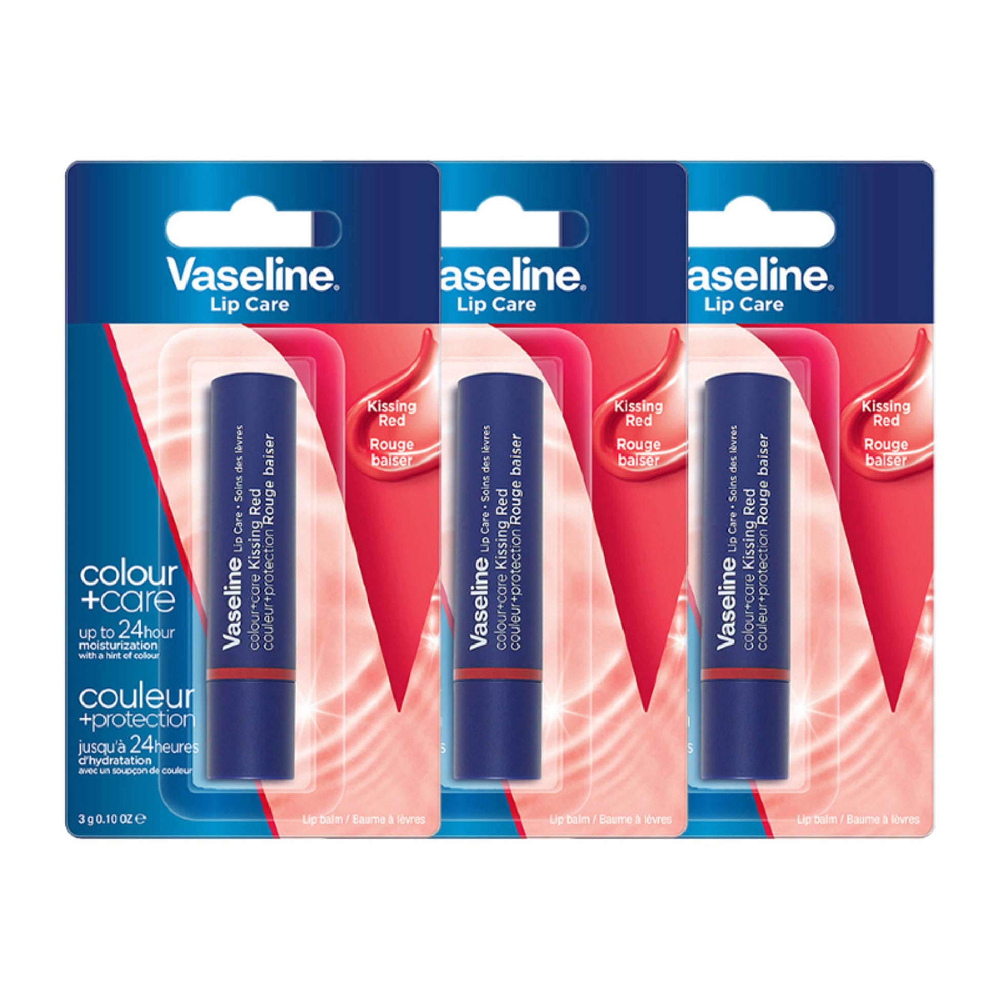 Vaseline Colour+Care Kissing Red Tinted Lip Balm Stick - Pack Of 3