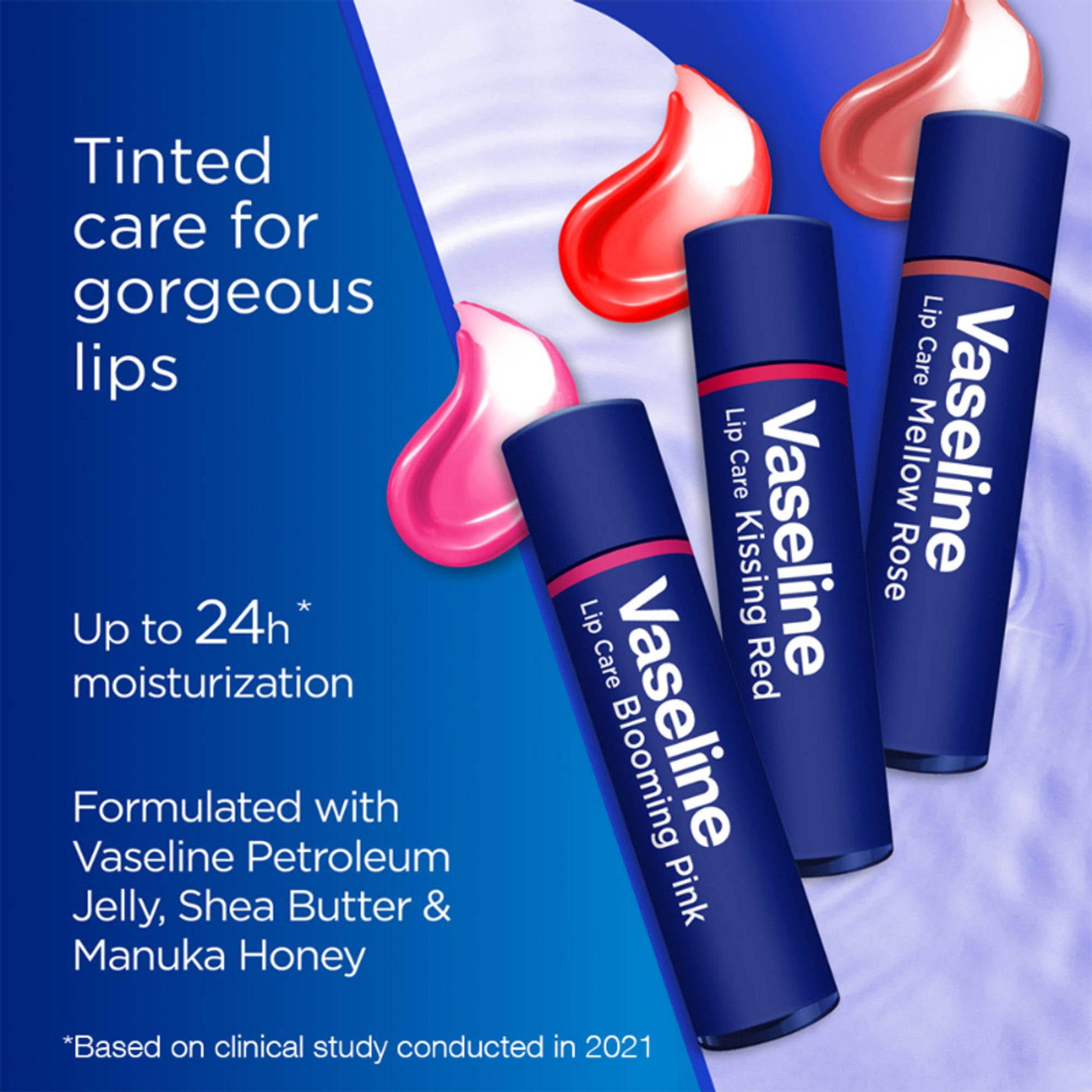 Vaseline Colour+Care Kissing Red Tinted Lip Balm Stick - Pack Of 3