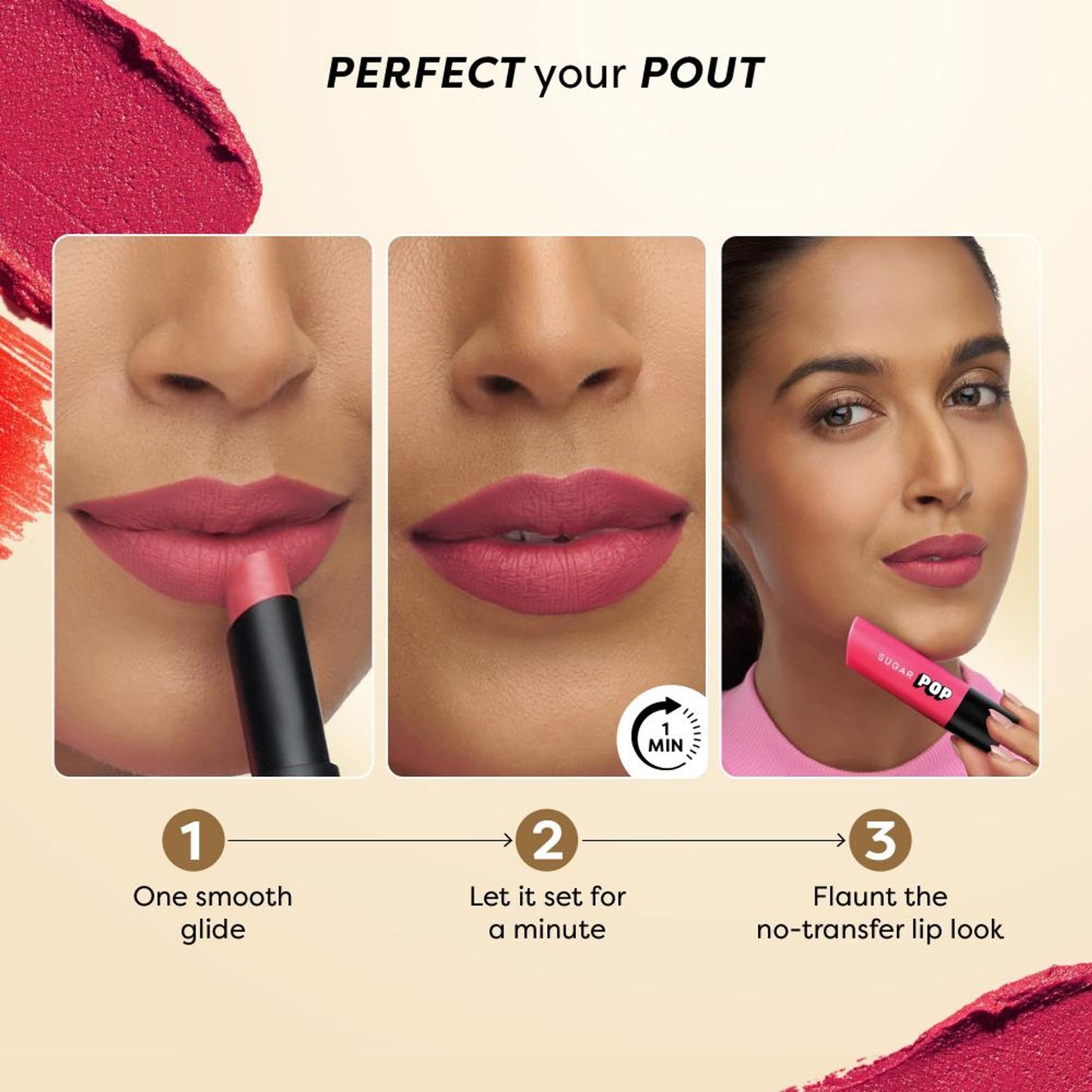 SUGAR POP Transferproof Lipstick, Waterproof - 15 Natural Nude