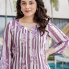 Dhiyona IE Indo era Floral Printed Pure Cotton Round Neck Top With Trousers Co-Ords Set