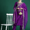 Dhiyona IE Floral Embroidered Sequinned Liva Kurta with Trousers & With Dupatta