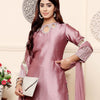 Indyancart VA Women'sLavender Sequinned Straight Kurta with Trousers & Dupatta