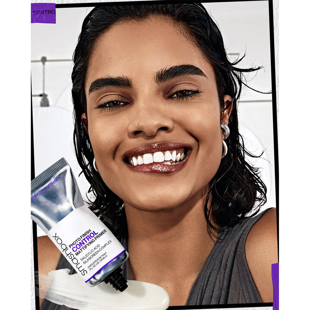 Smashbox Photo Finish Control Mattifying Primer with Salicylic Acid, smooth and oil-free face primer for matte skin.