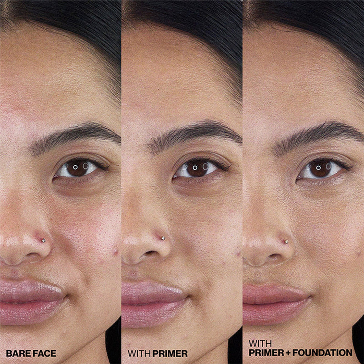 Smashbox Photo Finish Control Mattifying Primer with Salicylic Acid, smooth primer applied on a clean face for oil control and matte finish.