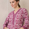 Indyancart IE Paisley Printed V-Neck Pure Cotton Straight Kurta With Trousers