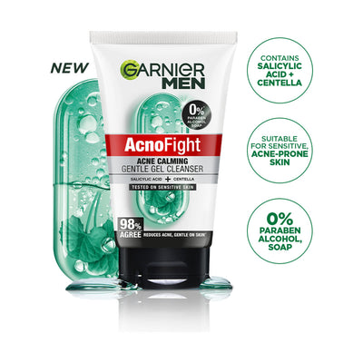 Garnier Men Acno Fight Gentle Cleanser Facewash For Acne-Prone, Sensitive Male Skin