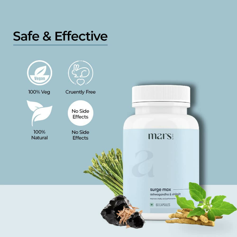 Mars By GHC Surge Max Capsules with Ashwagandha, Gokshura, Safed Musli - Indyancart