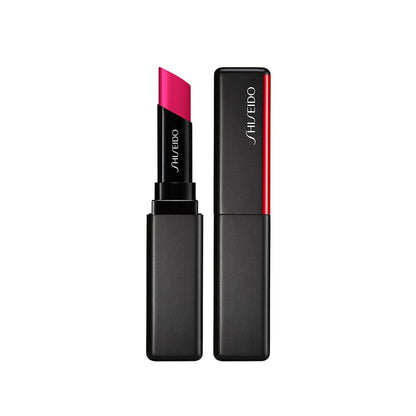 Shiseido VisionAiry Gel Lipstick in shade 214 Pink Flash, showcasing the vibrant pink lipstick in a sleek tube.