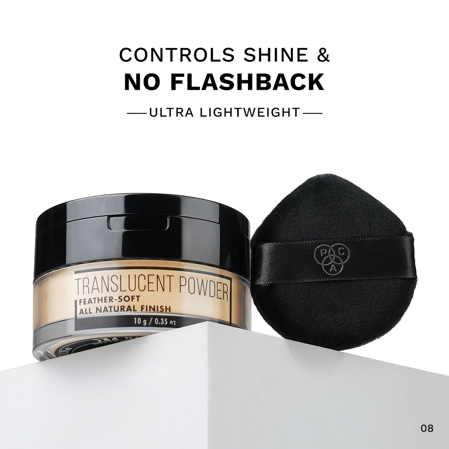 PAC Translucent Powder - Controls Shine, Prevents Flashbacks, Lightweight Setting Powder - 08