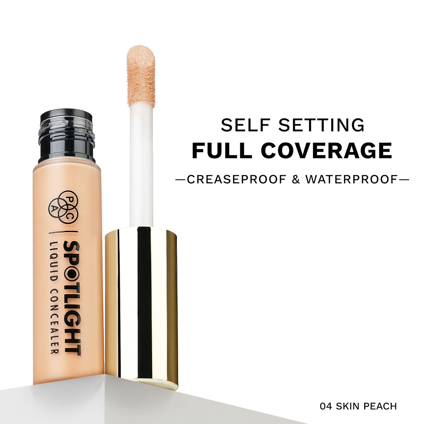 PAC Spotlight Liquid Concealer - Full Coverage Self Setting Creaseproof Formula - 04 Skin Peach