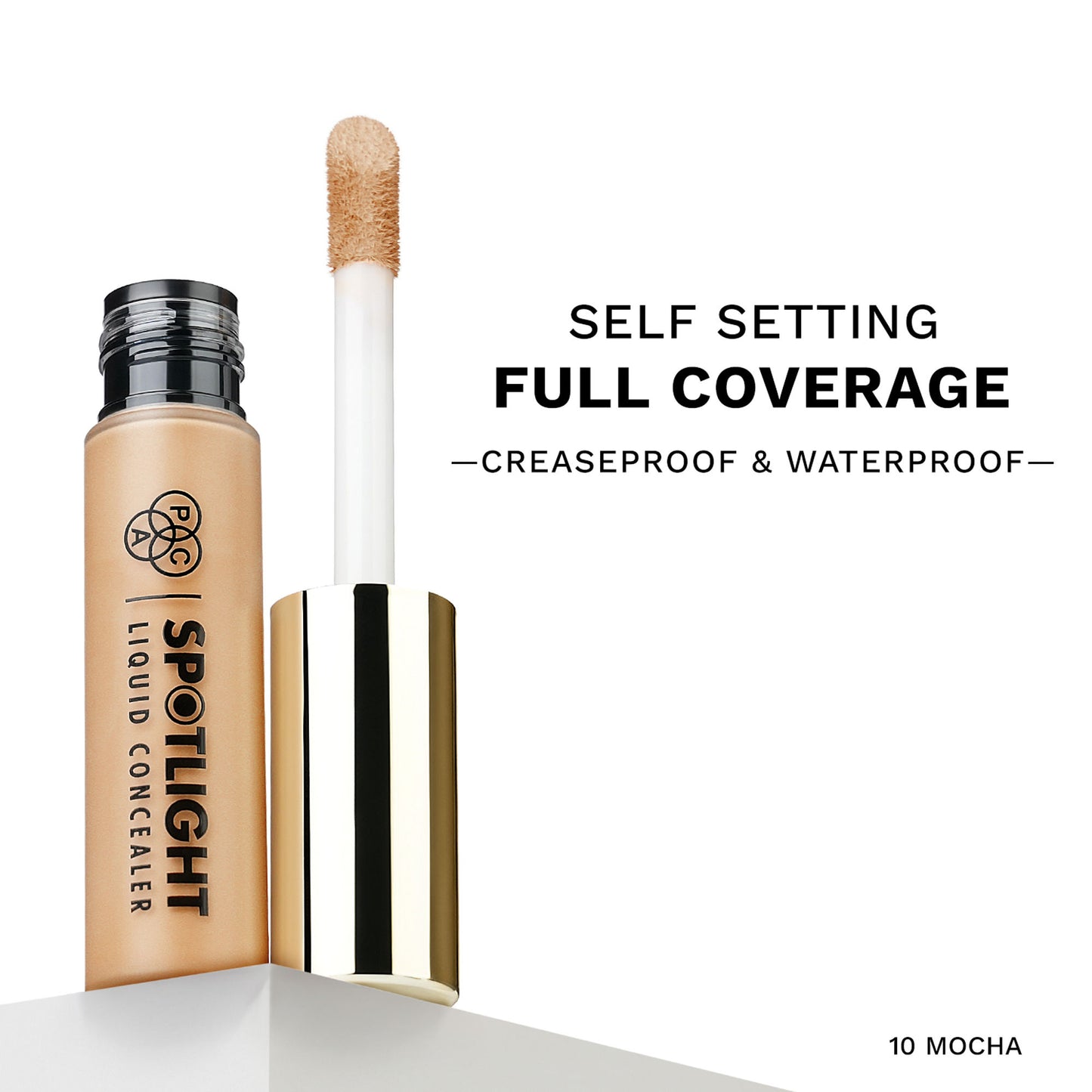 PAC Spotlight Liquid Concealer - Full Coverage Self Setting Creaseproof Formula - 10 Mocha