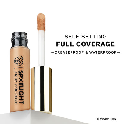 PAC Spotlight Liquid Concealer - Full Coverage Self Setting Creaseproof Formula - 11 Warm Tan