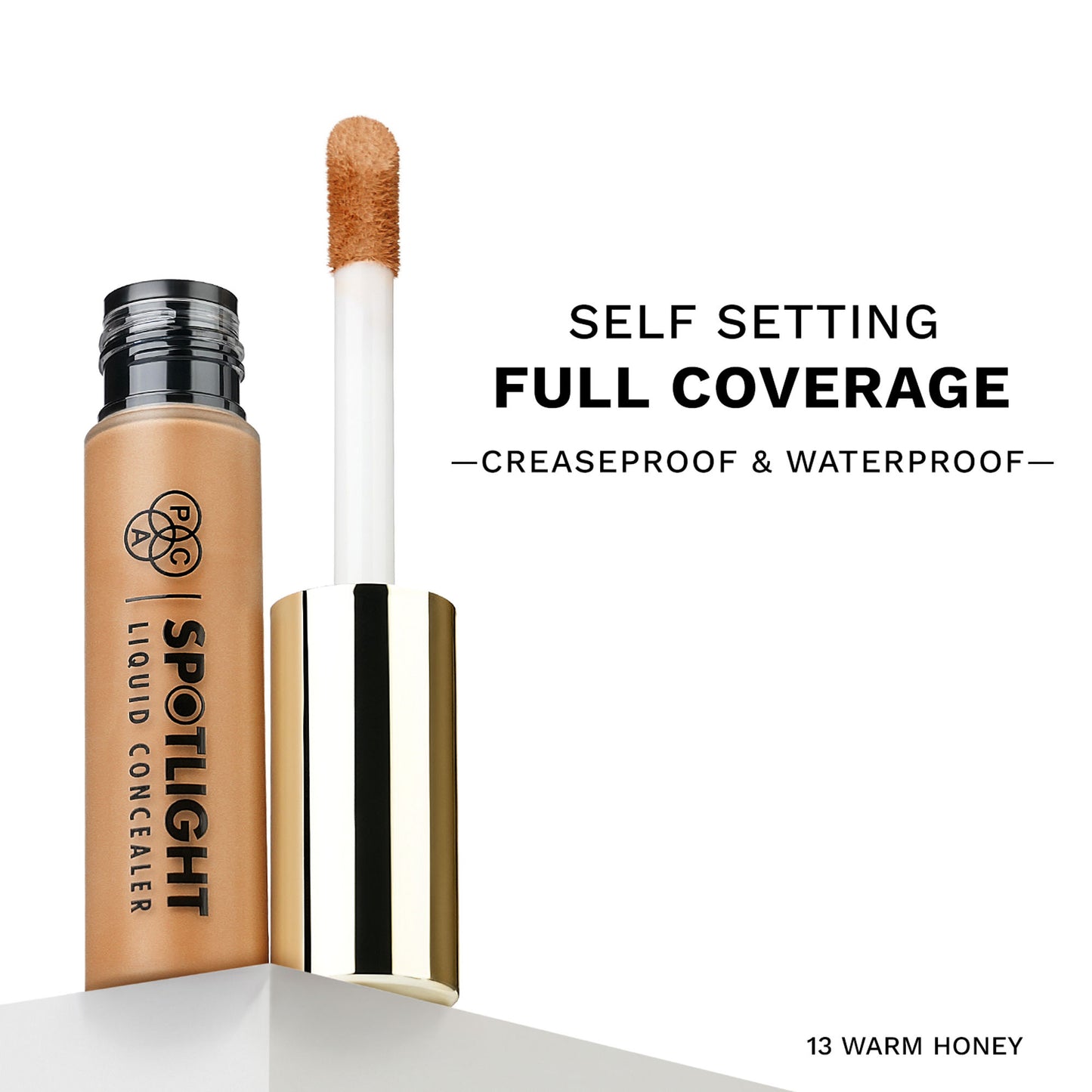 PAC Spotlight Liquid Concealer - Full Coverage Self Setting Creaseproof Formula - 13 Warm Honey