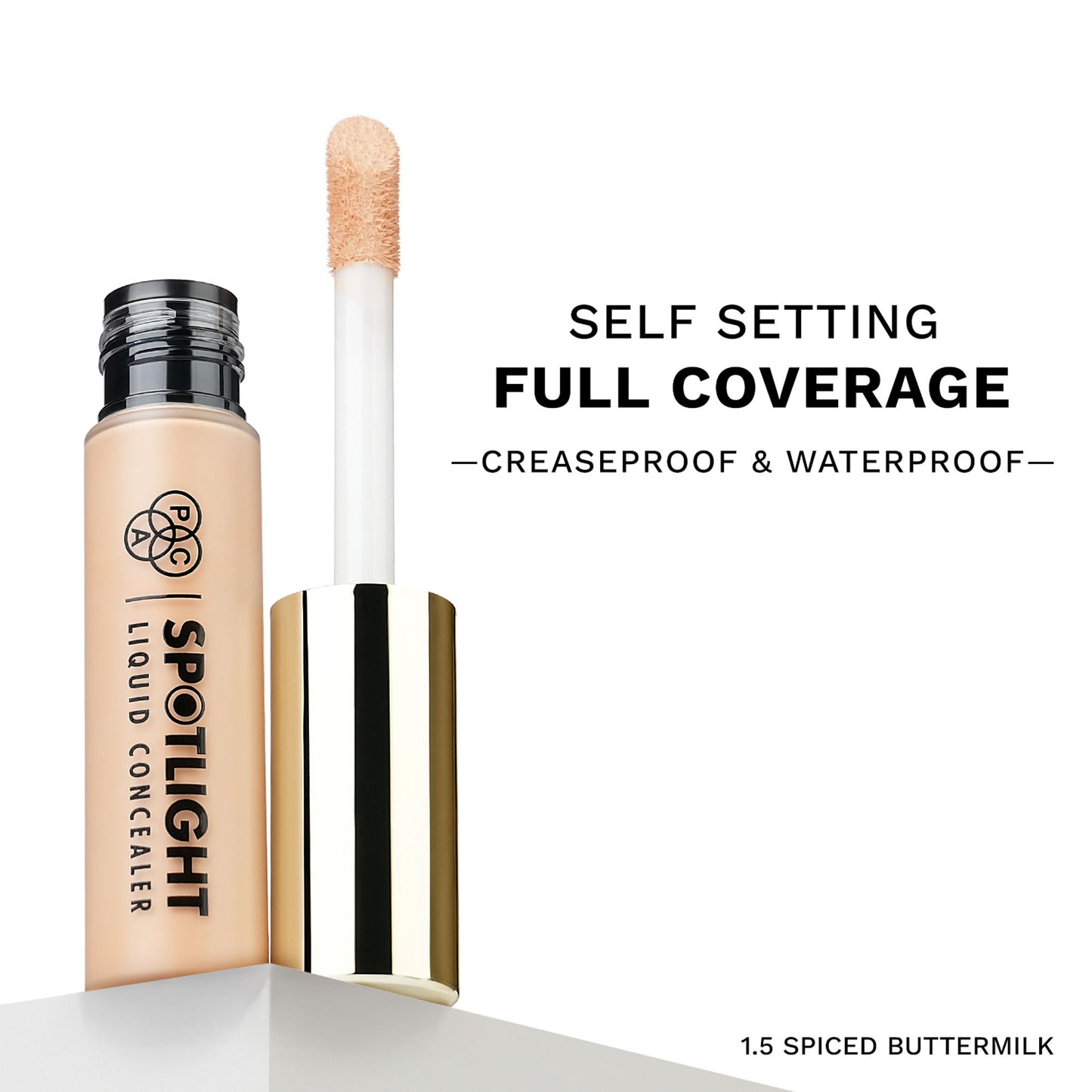 PAC Spotlight Liquid Concealer - Full Coverage Self Setting Creaseproof Formula - 1.5 Spiced Buttermilk