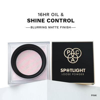 PAC Spotlight Loose Powder - Ultra Fine Lightweight Formula, Blurs Lines & Controls Shine - Pink