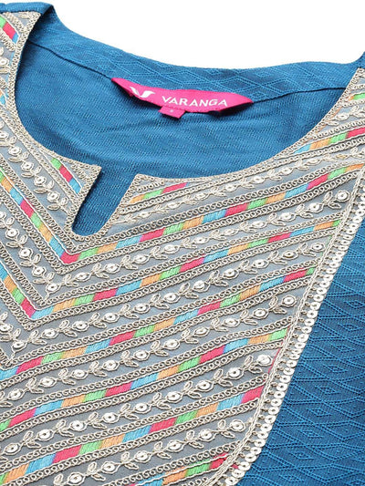 Indyancart VA Women'sEthnic Motifs Embroidered Regular Sequinned Kurta with Trousers & Dupatta