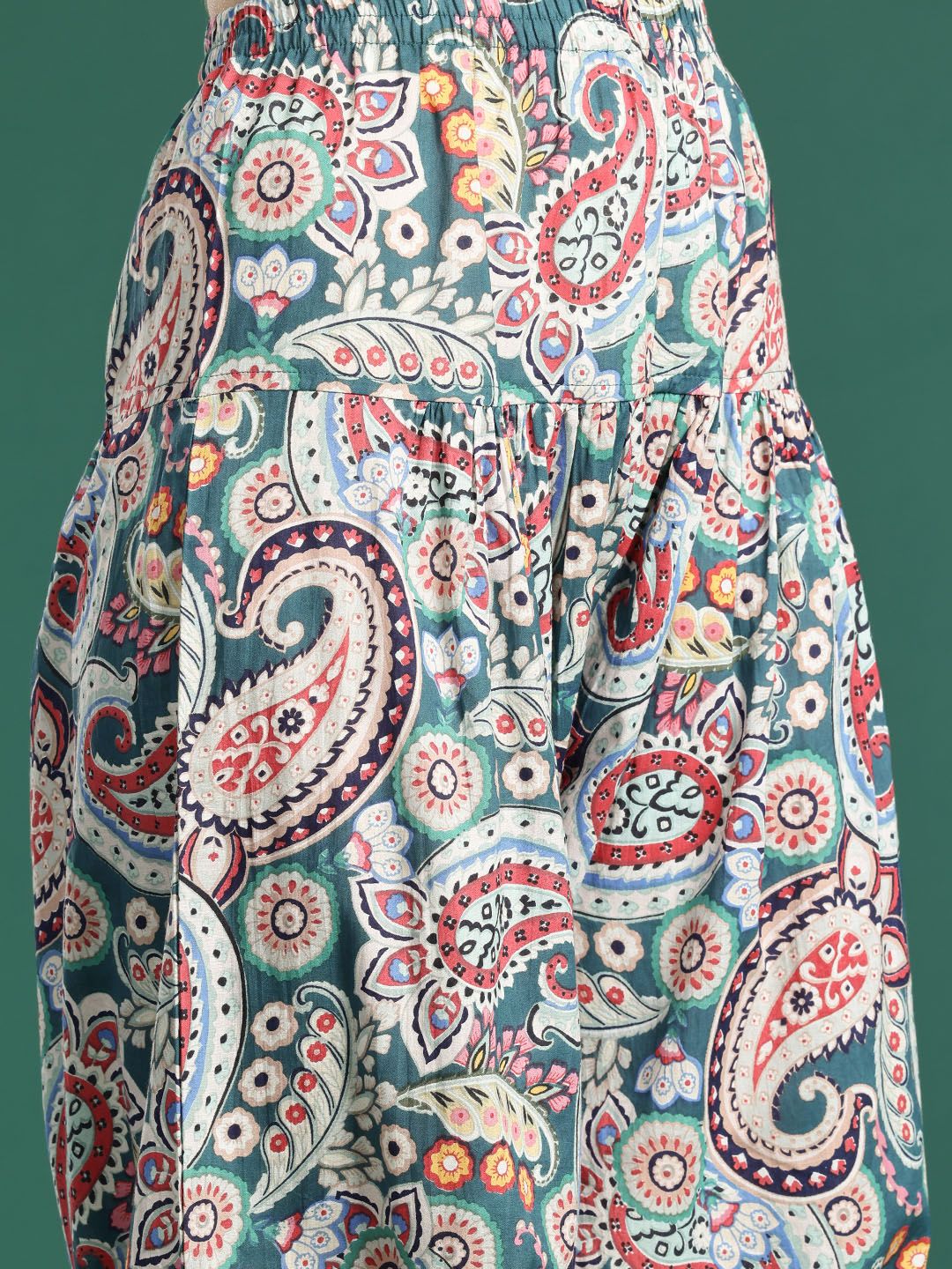 Indyancart IE Paisley Printed Pure Cotton Kurta with Salwar