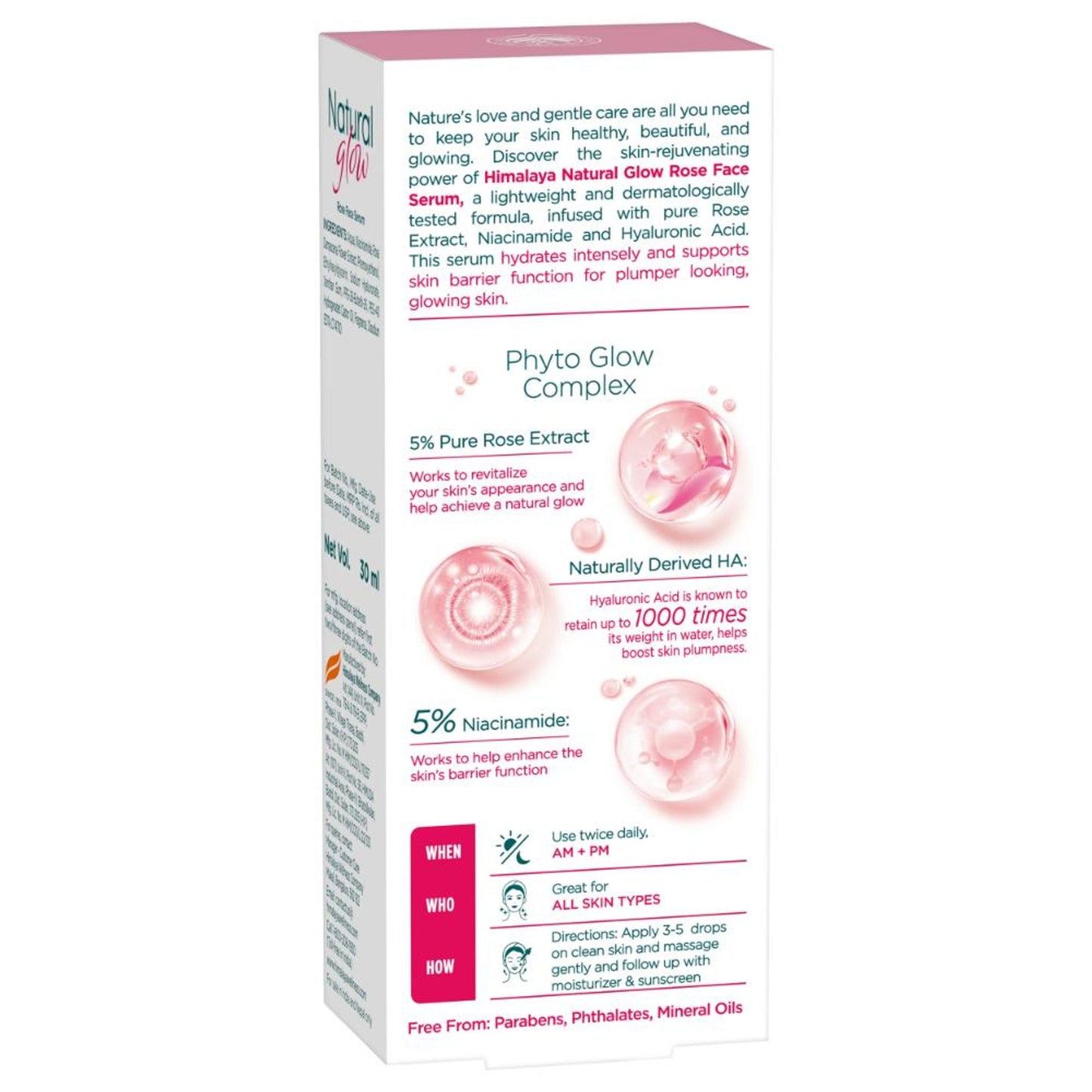 Himalaya Natural Glow Rose Face Serum with 5% Rose Extract & Hyaluronic Acid