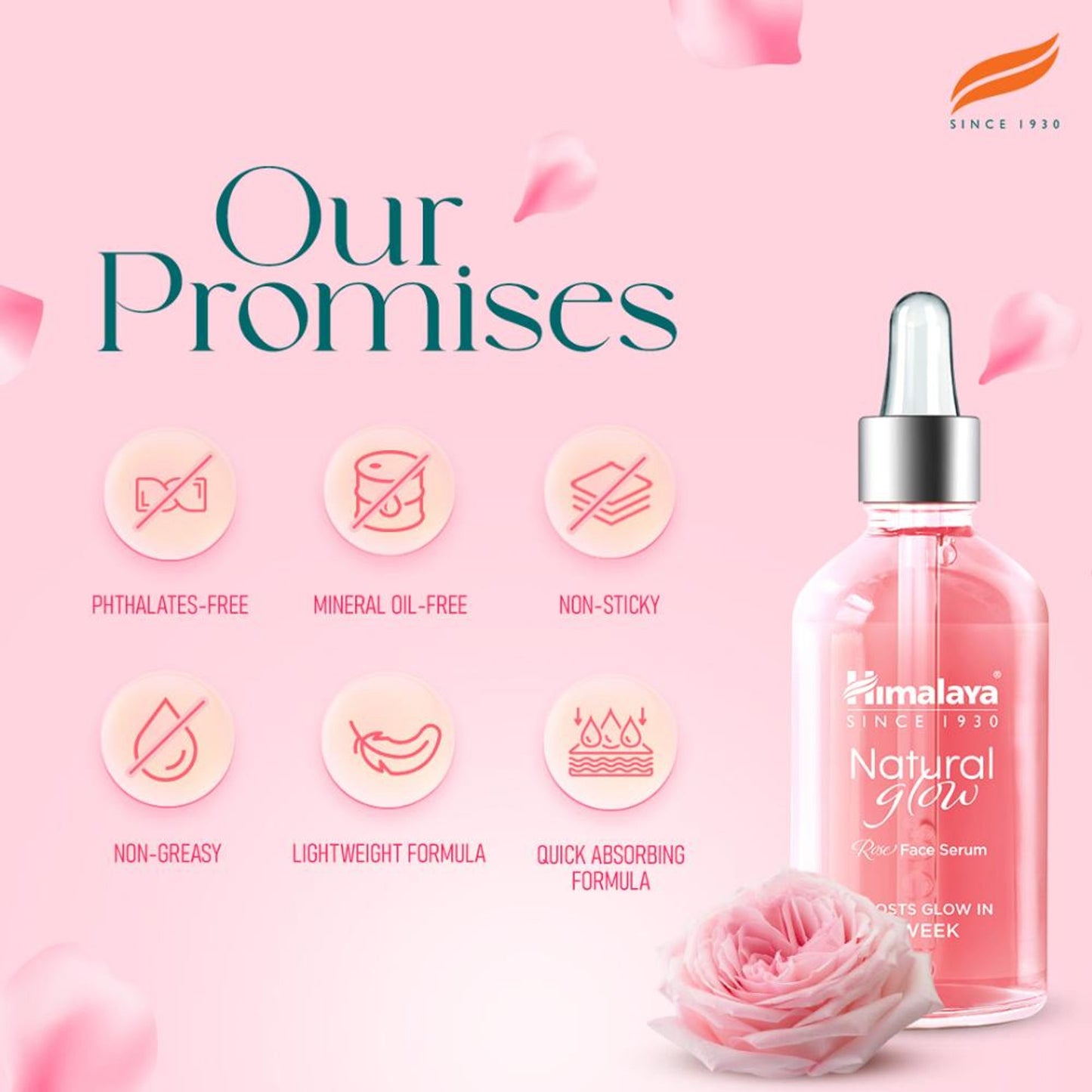 Himalaya Natural Glow Rose Face Serum with 5% Rose Extract & Hyaluronic Acid