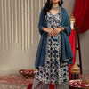 Dhiyona VA Women'sFloral Printed V-Neck Pure Cotton Empire A-Line Kurta & Palazzo With Dupatta