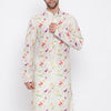 Men's Cream Cotton Blend Straight Kurta