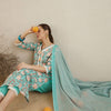 Dhiyona IE V Neck Floral Printed Mirror Work Pure Cotton Kurta with Trouser & Dupatta