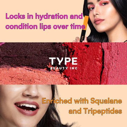 Type Beauty Cream Matte Lipstick For Dehyrated Lips - Squalane And Tripeptides 8 Hr Stay - 503 Ambition