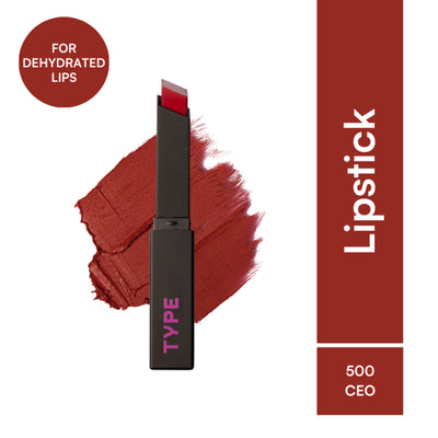 Type Beauty Cream Matte Lipstick For Dehyrated Lips - Squalane And Tripeptides 8 Hr Stay - 500 CEO