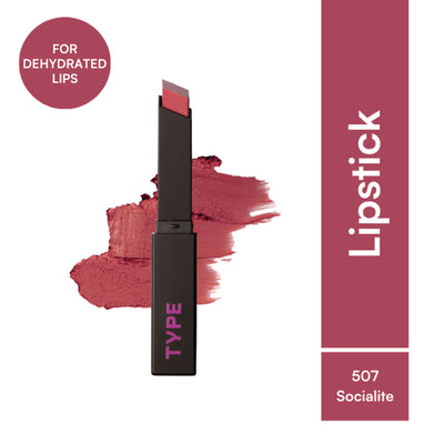 Type Beauty Cream Matte Lipstick For Dehyrated Lips - Squalane And Tripeptides 8 Hr Stay - 507 Socialite