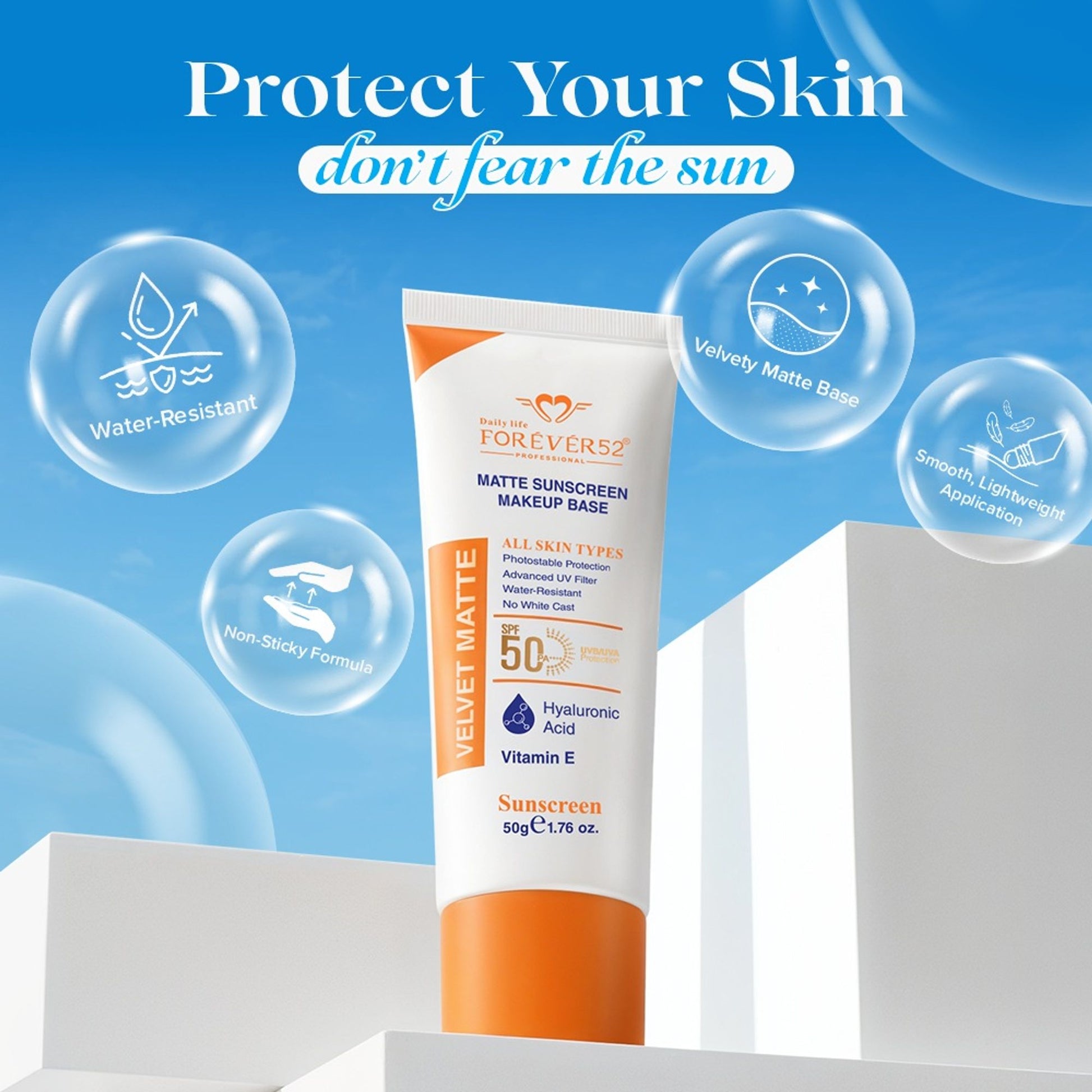Daily Life Forever52 Velvet Matte Sunscreen SPF 50 With Vitamin C & Hyaluronic Acid
