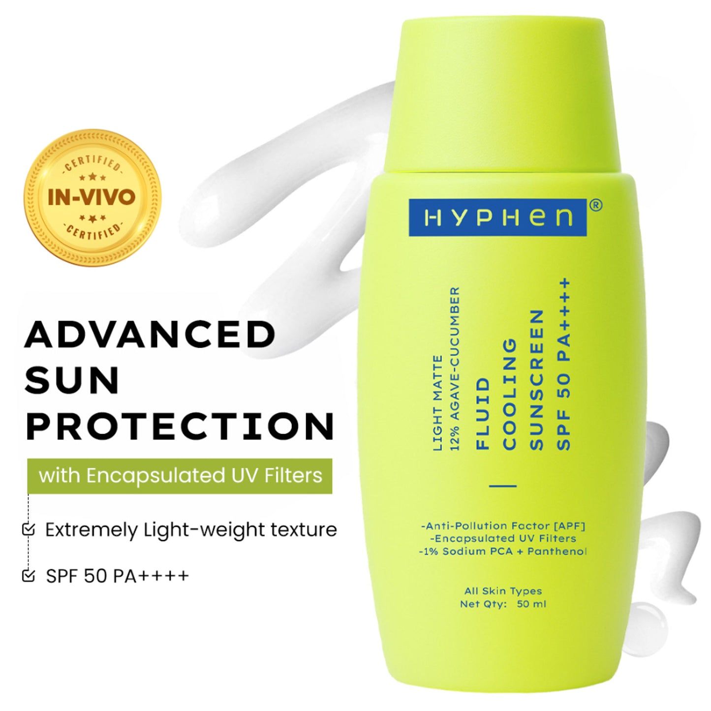 Hyphen Fluid Cooling Sunscreen SPF 50 PA++++ With Encapsulated UV Filter