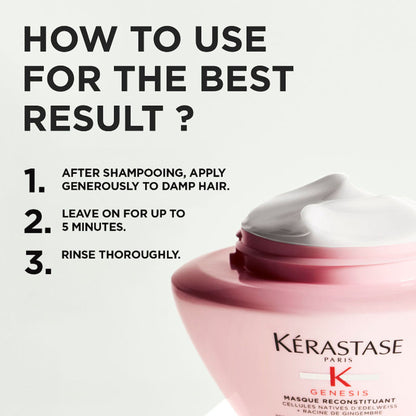 Kerastase Genesis Hair Mask For Medium To Thick Hair, Adds Strength & Reduces Hair Breakage