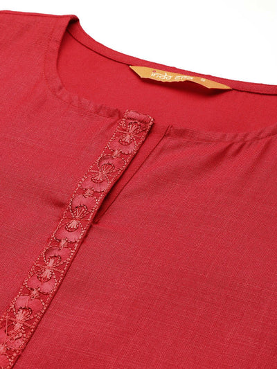 Dhiyona IE Ethnic Motifs Yoke Design Thread Work Kurta with Trousers & With Dupatta