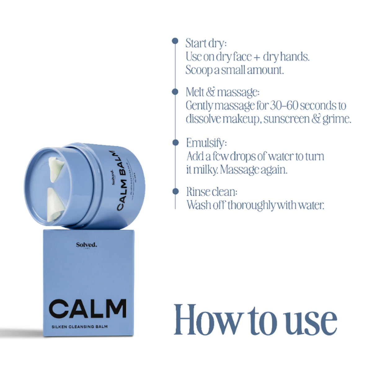 Solved Labs CalmBalm Cleansing Balm, Removes waterproof makeup - safe for sensitive eyes