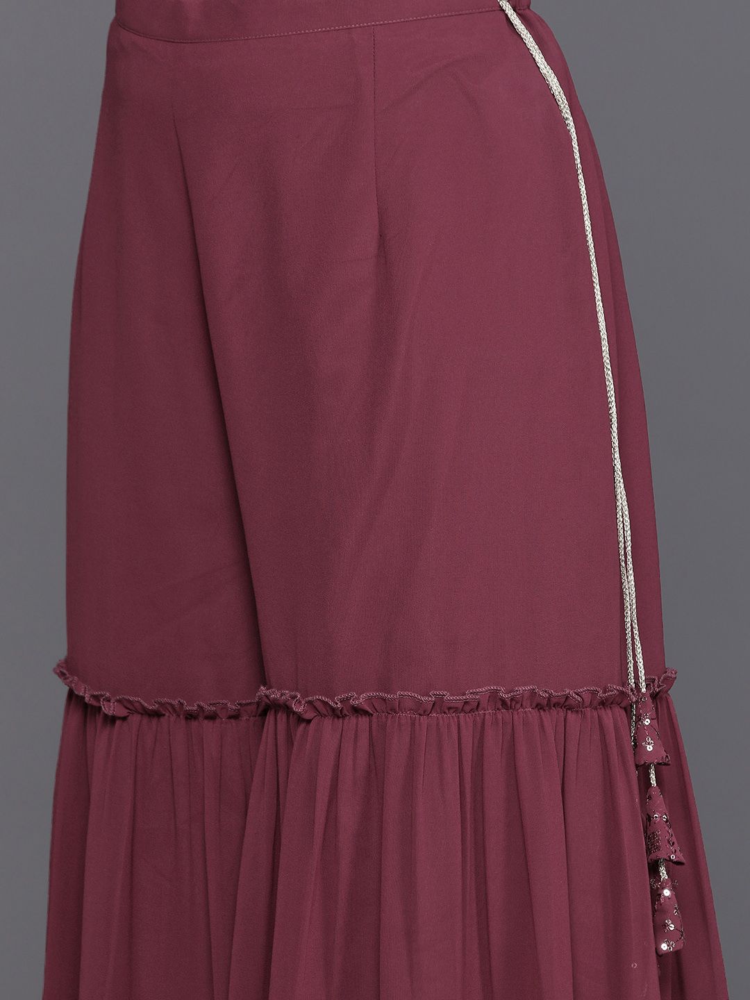 Indyancart IE Women Embroidered Straight Sequinned Kurta with Sharara & With Dupatta
