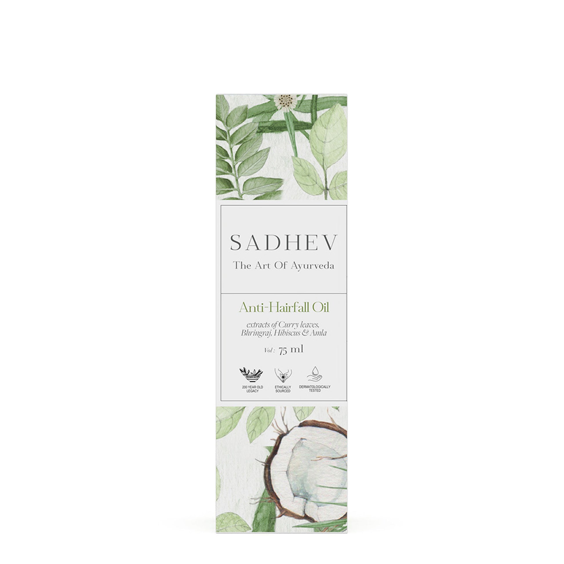 Sadhev Ayurvedic Anti-Hairfall Hair Oil with Curry Leaves, Bhringraj & Amla