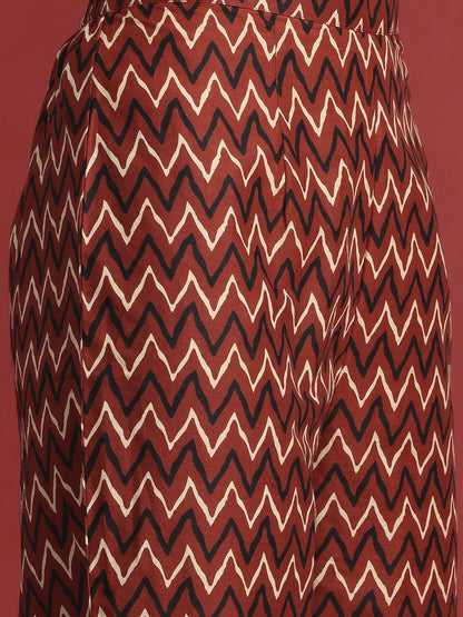 Indyancart IE Ethnic Motifs Printed Pure Cotton Kurta With Trousers & Dupatta