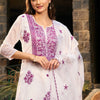 Dhiyona IE Floral Embroidered Regular Thread Work Kurta with Trousers & Dupatta