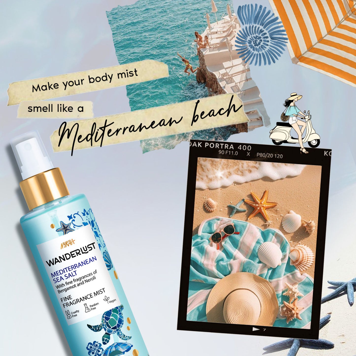 Nykaa Wanderlust 2-in-1 Body & Hair Perfume Mist Long Lasting Fragrance - Upto 8 hours - Mediterranean Sea Salt