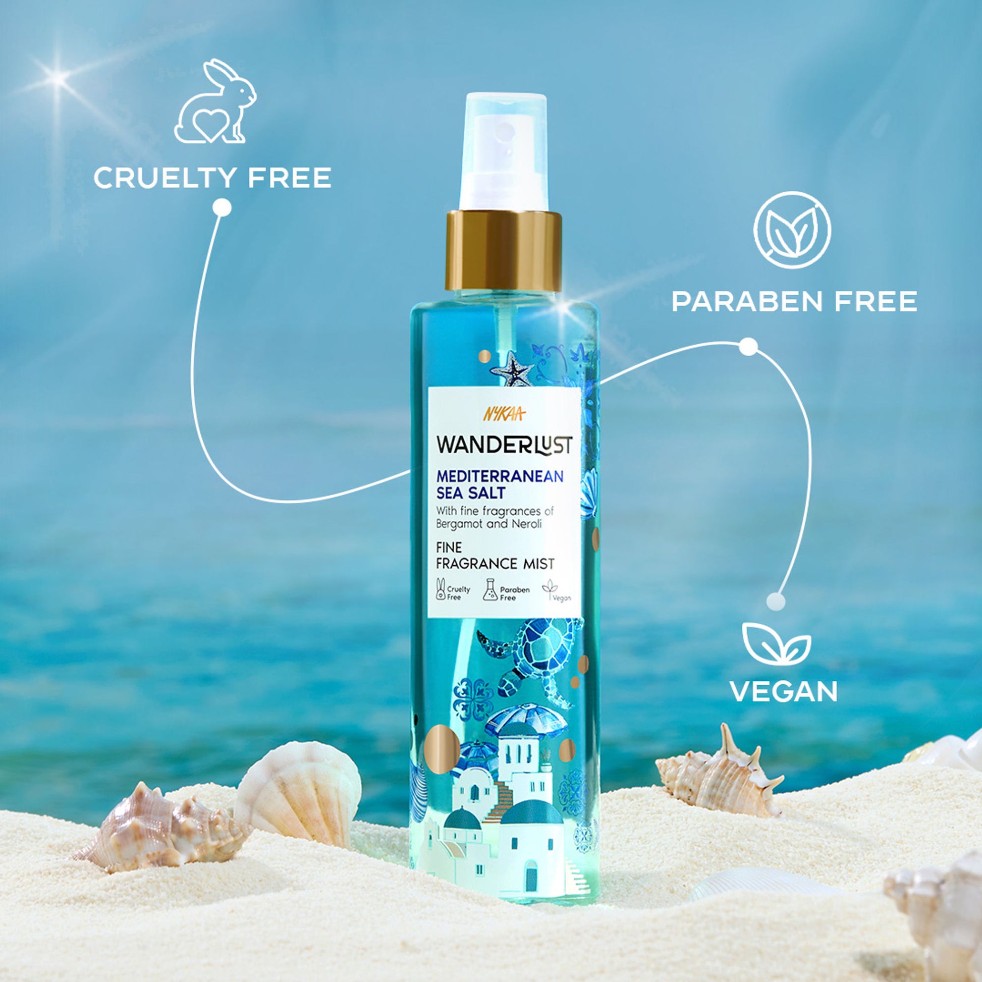 Nykaa Wanderlust 2-in-1 Body & Hair Perfume Mist Long Lasting Fragrance - Upto 8 hours - Mediterranean Sea Salt
