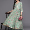 Dhiyona VA Women's Sea Green Floral Printed Angrakha Pure Cotton Kurta with Palazzos