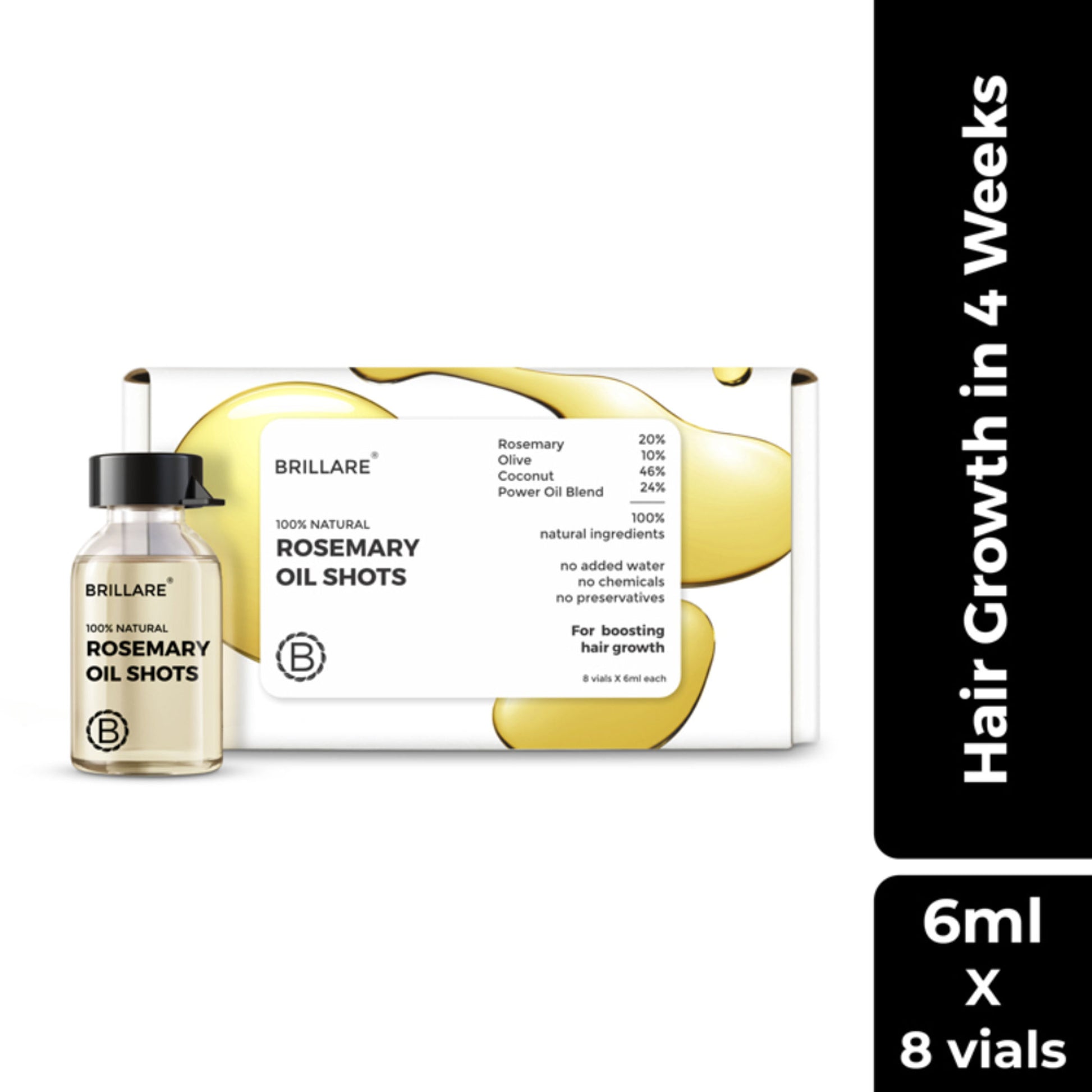 Brillare 20% Rosemary Oil Shots with 10% Olive Oil | Reduces Hair Fall & Boosts Growth in 4 Weeks