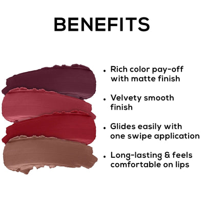 RENEE Very Matte Lipstick Combo- Essentials, Pack Of 4, Full Coverage, Long Lasting, Weightless