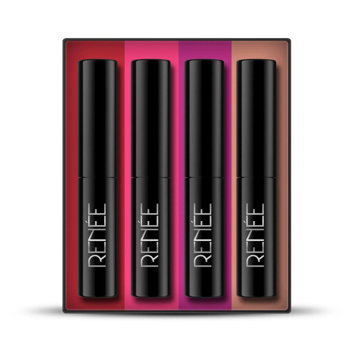 RENEE Very Matte Lipstick Combo- Essentials, Pack Of 4, Full Coverage, Long Lasting, Weightless