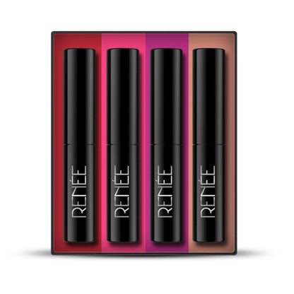 RENEE Very Matte Lipstick Combo- Essentials, Pack Of 4, Full Coverage, Long Lasting, Weightless