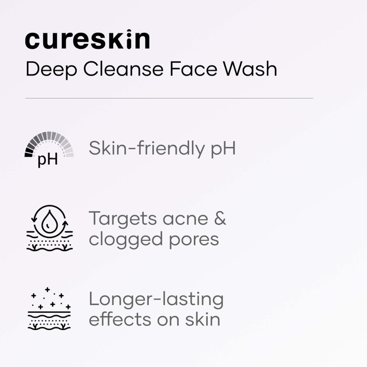 Cureskin Deep Cleanse Salicylic Acid Face Wash in a white tube with blue accents, designed for deep facial cleansing.