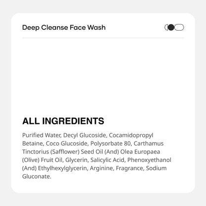 Cureskin Deep Cleanse Salicylic Acid Face Wash bottle with label showing product name and ingredients, for oily and acne-prone skin